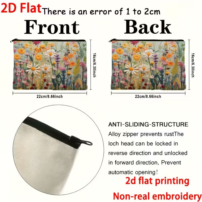 1pc Vibrant Floral Makeup & Toiletry Organizer Bag - Durable Reusable Foldable Travel Cosmetic Case with Zipper Closure, Portable Cosmetic Pouch for Women, Artistic Design