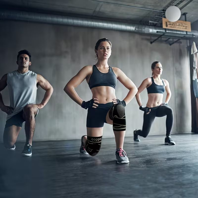 1pc Copper Knee Brace with Strap - Black Compression Sleeve for Stability, Nylon Blend, Modern Design, Strapfast Closure, Comfortable & Durable, Ideal for Daily Activities