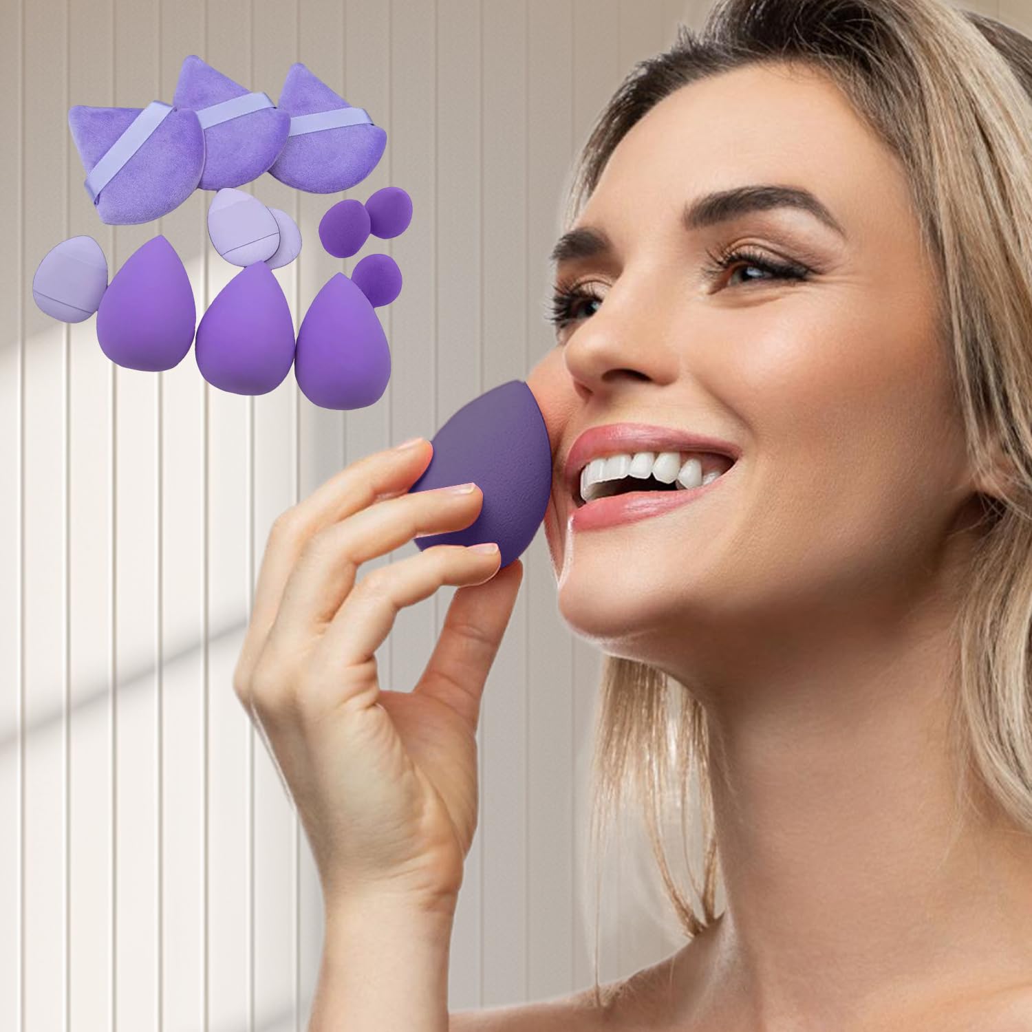 【Clearance Sale】Beauty Blender 12-piece Universal Cosmetic Sponge Set, Professional Makeup Sponge Set, Makeup Sponge & Triangle Puff Set for All Skin Kinds, Beauty Sponge Blender