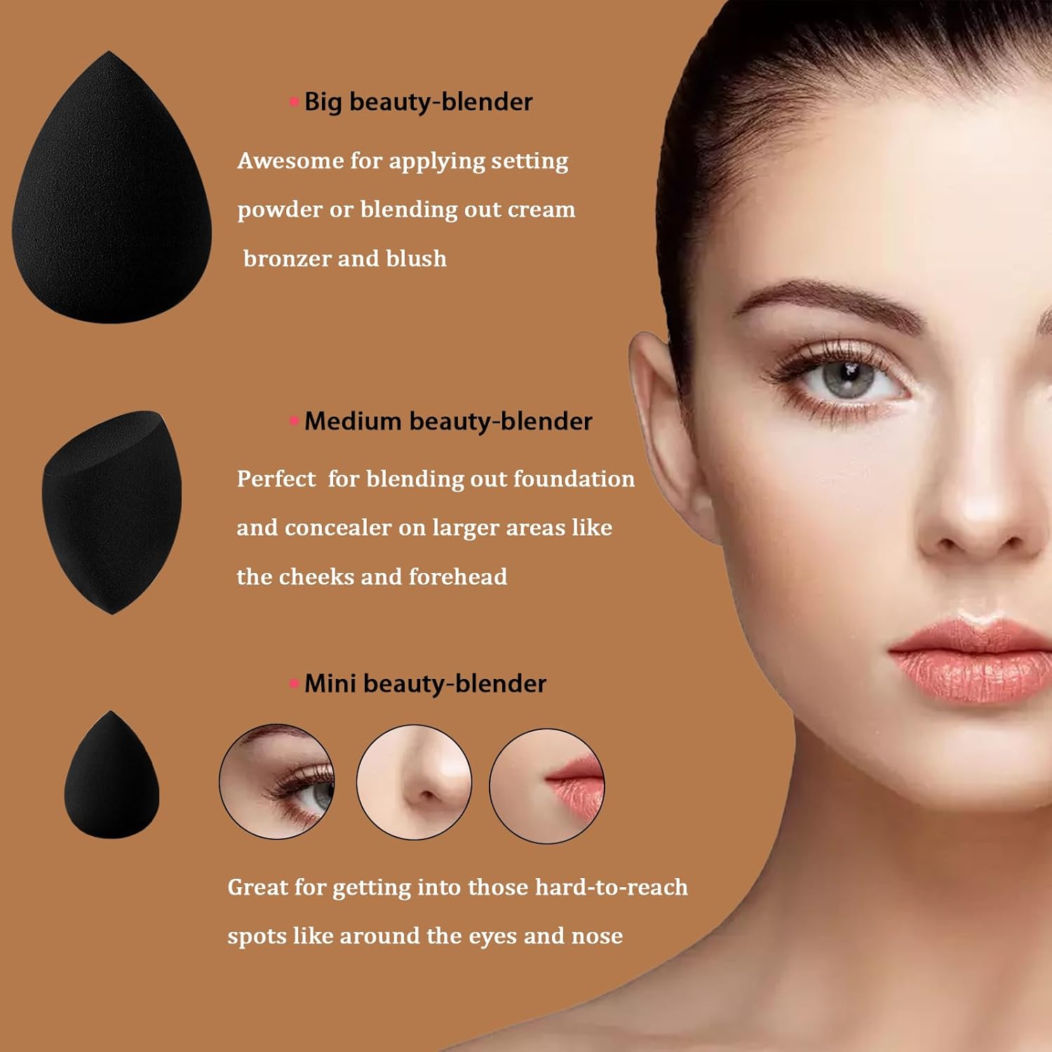 【Clearance Sale】Beauty Blender 12-piece Universal Cosmetic Sponge Set, Professional Makeup Sponge Set, Makeup Sponge & Triangle Puff Set for All Skin Kinds, Beauty Sponge Blender