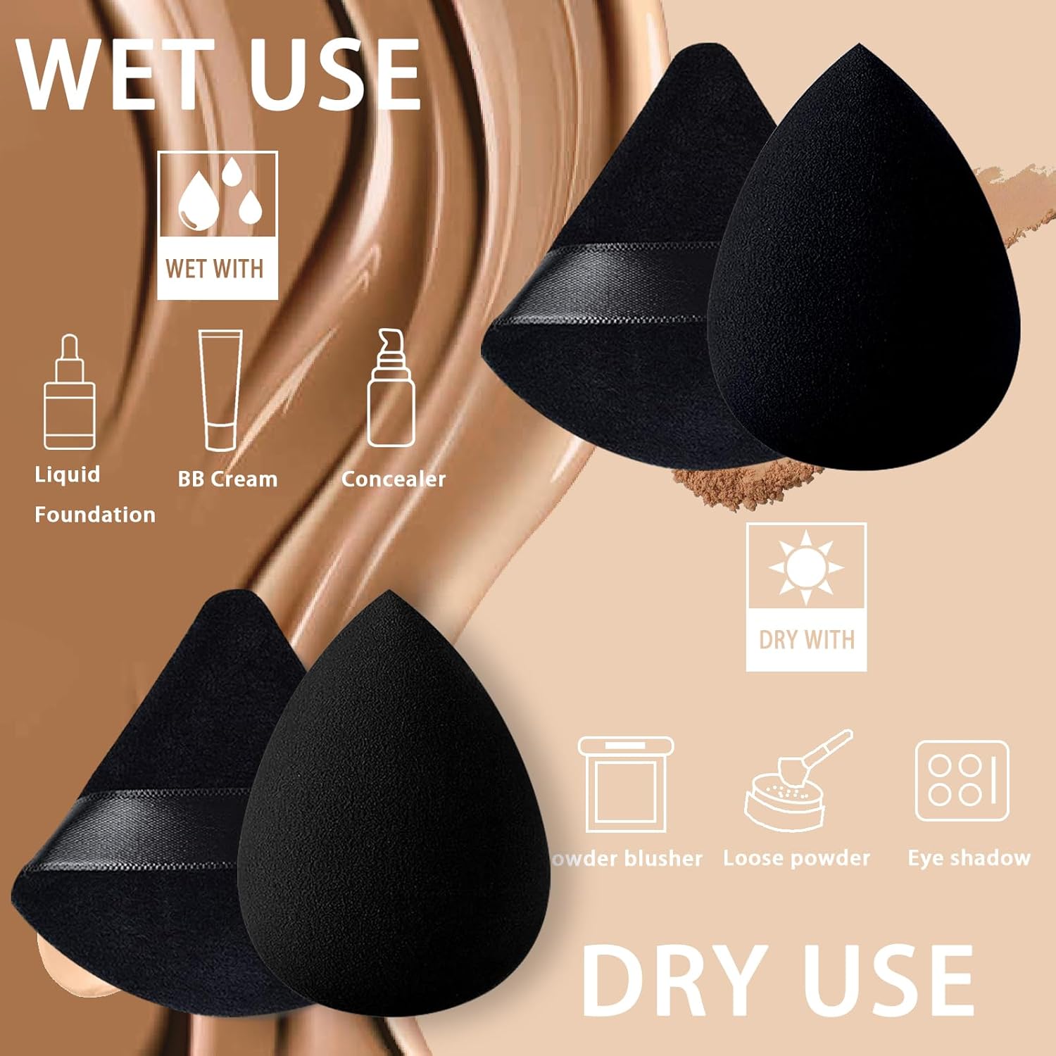【Clearance Sale】Beauty Blender 12-piece Universal Cosmetic Sponge Set, Professional Makeup Sponge Set, Makeup Sponge & Triangle Puff Set for All Skin Kinds, Beauty Sponge Blender