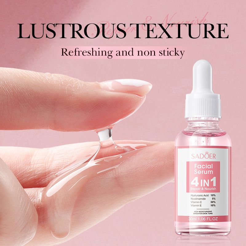 SADOER 4 in 1 Anti Aging Face Serum for Women, Serum Face with Hyaluronic Acid, Nicotinamide, Vitamin C, Vitamin E, skin care for Fade Fine Lines, Improve Dull Tired Skin, Fades Dark Spots