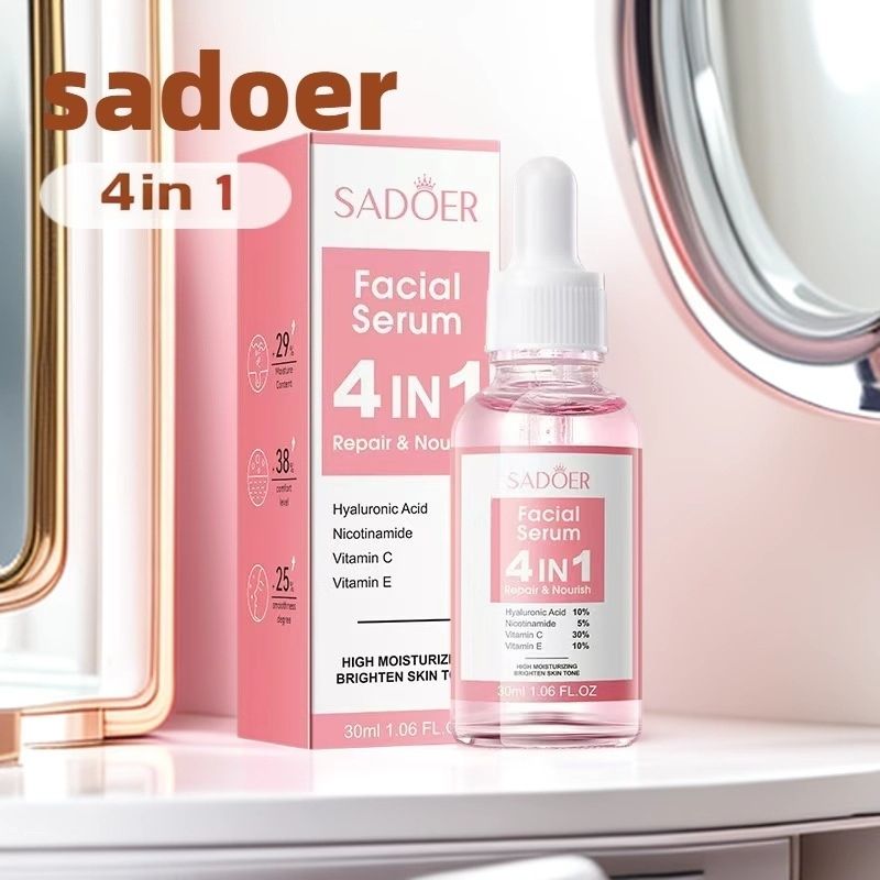 SADOER 4 in 1 Anti Aging Face Serum for Women, Serum Face with Hyaluronic Acid, Nicotinamide, Vitamin C, Vitamin E, skin care for Fade Fine Lines, Improve Dull Tired Skin, Fades Dark Spots