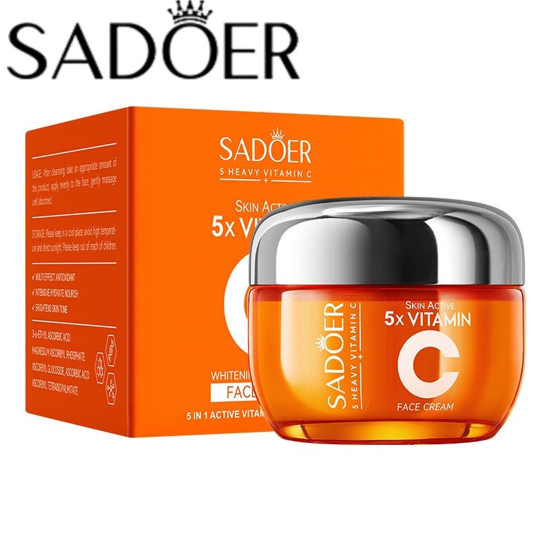 【Clearance Sale】SADOER Vitamin C Face Cream,Niacinamide & Hyaluronic Acid,Hydrating Moisturizer for Glowing Skin, Dark Spot Care, Protection 50g,Gift,Women