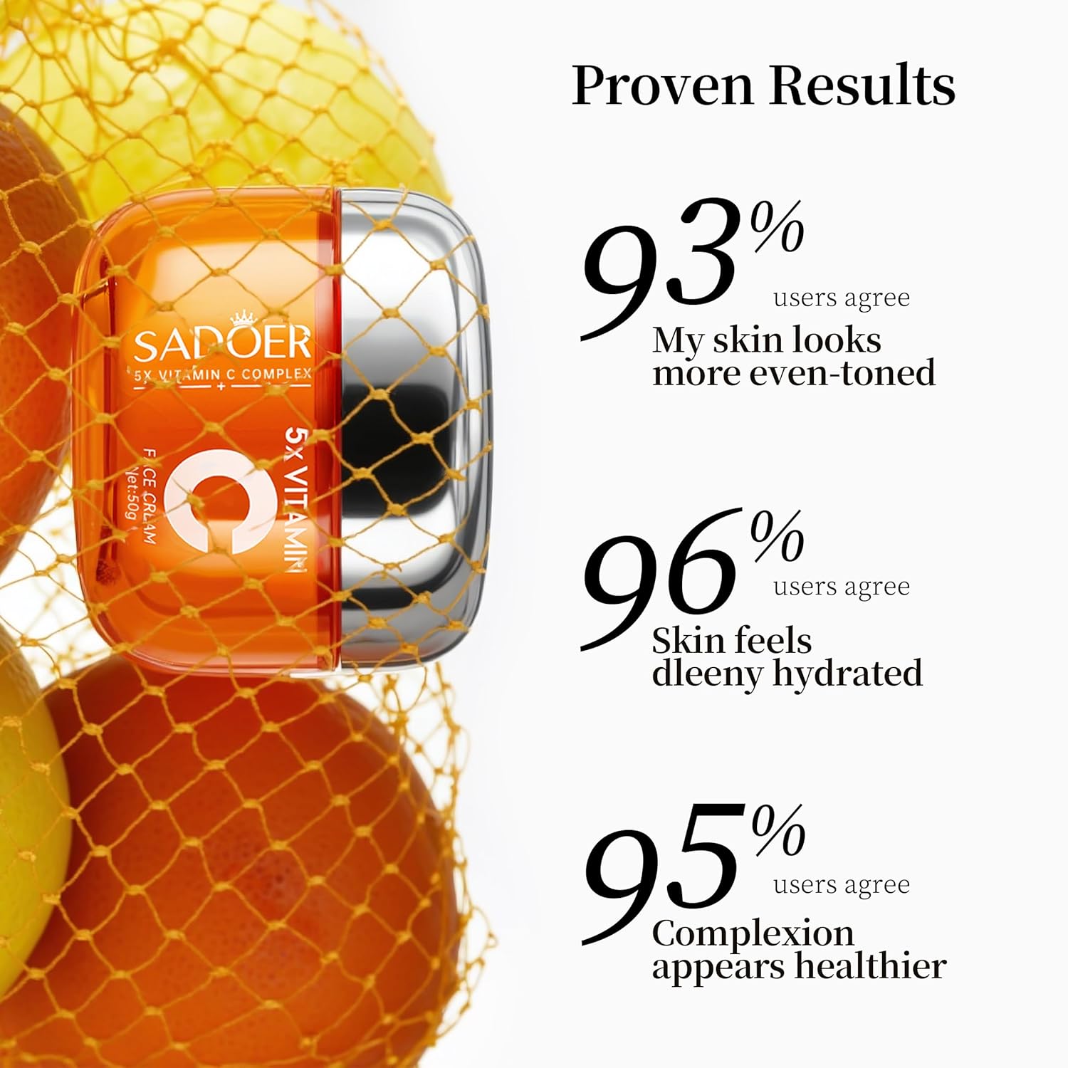 【Clearance Sale】SADOER Vitamin C Face Cream,Niacinamide & Hyaluronic Acid,Hydrating Moisturizer for Glowing Skin, Dark Spot Care, Protection 50g,Gift,Women