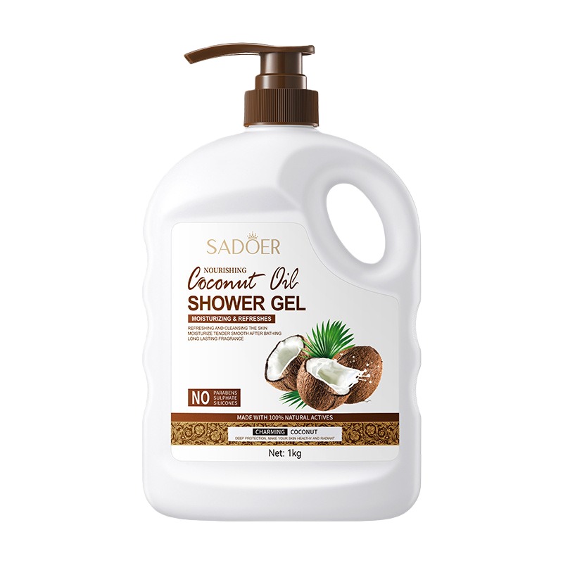SADOER 500ML/1KG Natural Coconut Moist Shower Gel Amino Acid Shower Gel Lasting Stay Fragrance Shower Cream Large Capacity