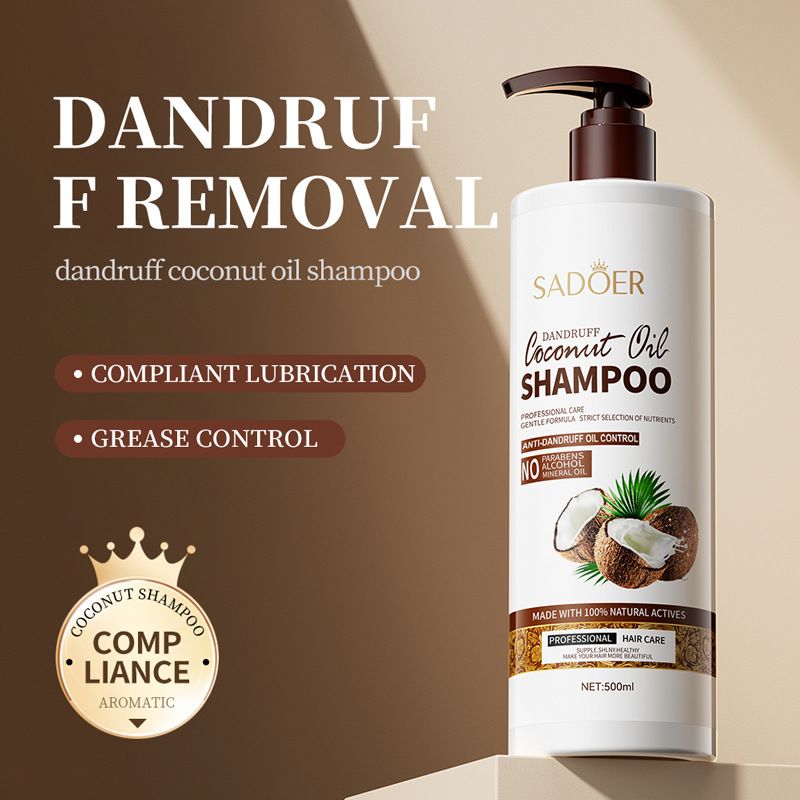 【Clearance Sale】SADOER Coconut Shampoo 500 ml with 100% Natural Coconut Oil for Hair Growth and Volume - Moisture - Extracts of Japanese Green Tea, Indian Gooseberry, and Rosemary