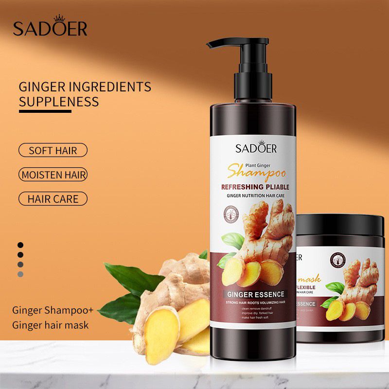 SADOER 500ML Ginger Shampoo for Hair,Nourishing Moisturizing Repair Make Smooth Glossy Best Hair Care Treatment Organic Ginger Hair Conditioner
