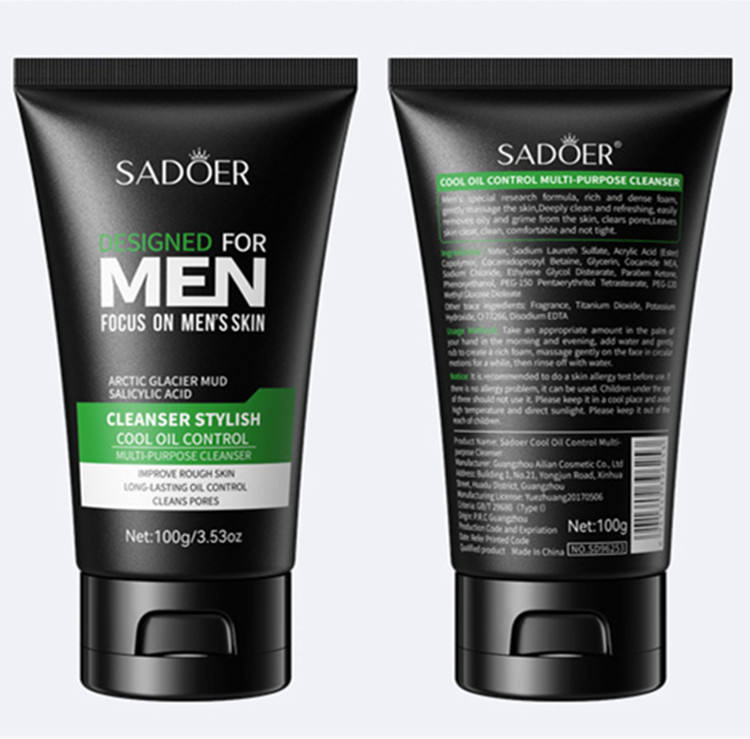 【Clearance Sale】SADOER Cool and Refreshing Men Multi-Function Facial Cleanser Deeply Cleanses the Face, Controls Oil, and Provides Gentle Care 100g