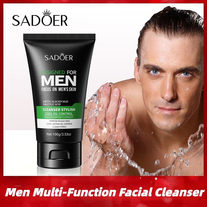【Clearance Sale】SADOER Cool and Refreshing Men Multi-Function Facial Cleanser Deeply Cleanses the Face, Controls Oil, and Provides Gentle Care 100g