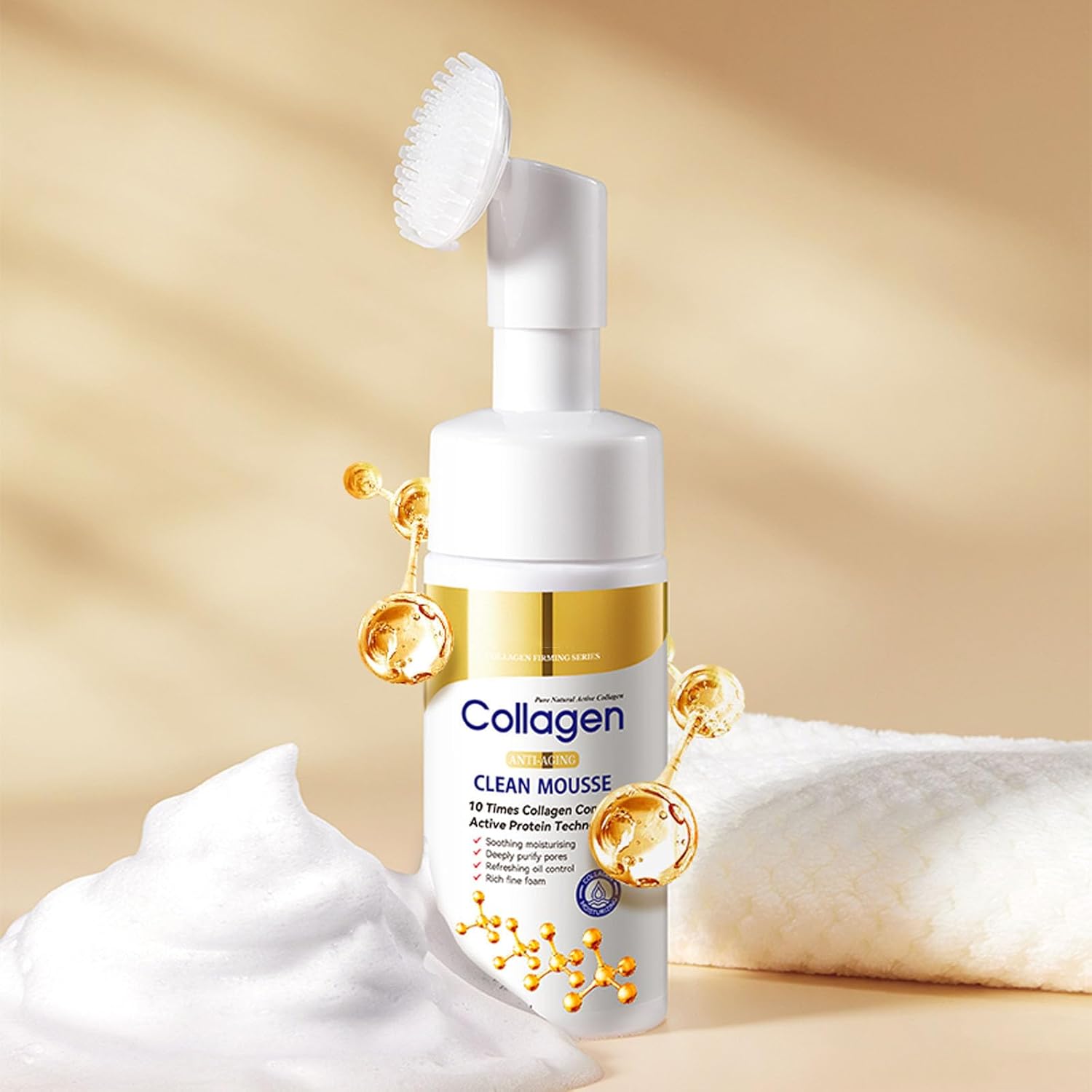 【Clearance Sale】SADOER Collagen Clean Mousse, 120ml Collagen Anti-Wrinkle Cleansing Mousse Cleanser, Face Wash Cleansing Foam with Collagen & Hyaluronic Acid, Anti-Aging Facial Cleanser for Oily Skin