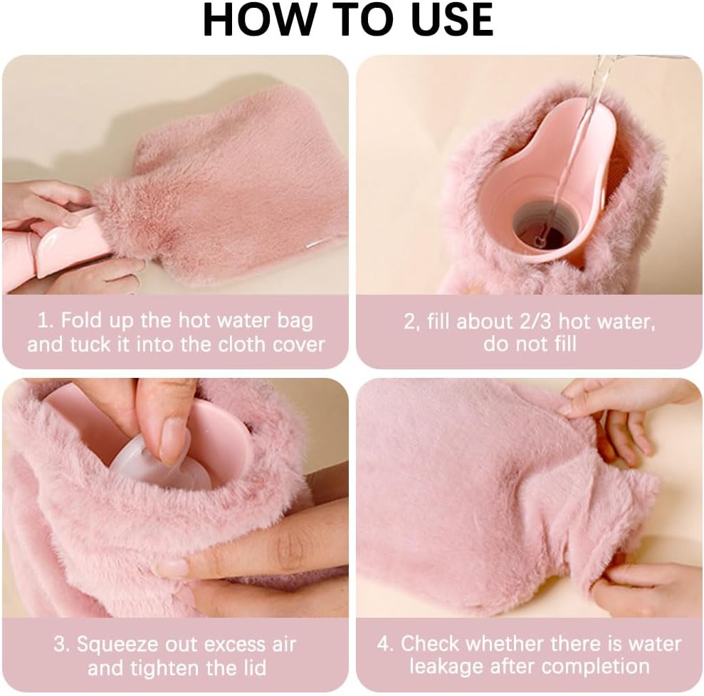 Hot Water Bottle with Cover, 2L Large Capacity Hot Water Bag, Skin-Friendly Material and Long-Lasting Warmth Suitable for Children and Adults Bed Warmer Bag