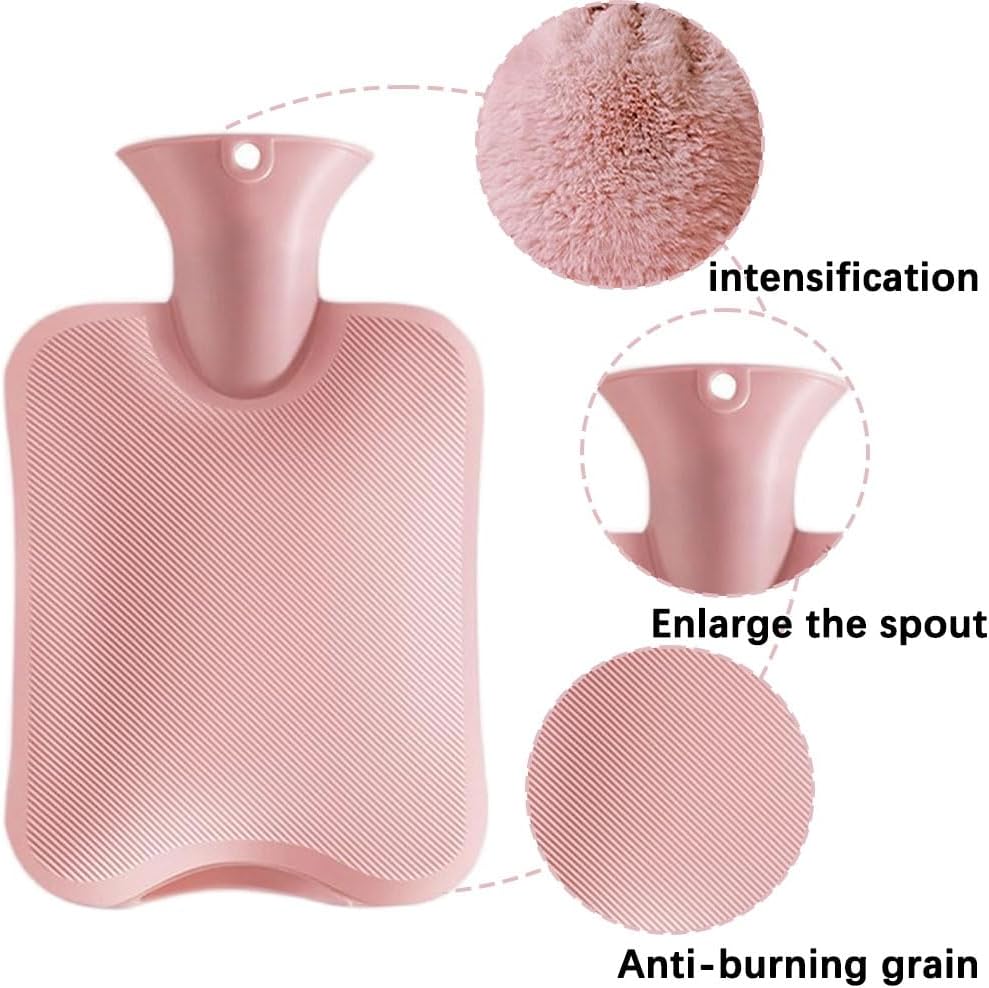 Hot Water Bottle with Cover, 2L Large Capacity Hot Water Bag, Skin-Friendly Material and Long-Lasting Warmth Suitable for Children and Adults Bed Warmer Bag