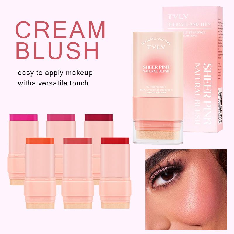 【Clearance Sale】Multi Functional Blush Stick Waterproof Long Lasting Easy Color Delicate Moisturing Pink Blush In Bar Matte Cosmetics Stick