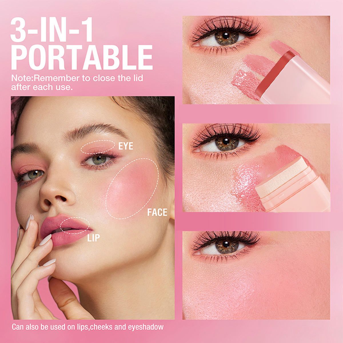 【Clearance Sale】Multi Functional Blush Stick Waterproof Long Lasting Easy Color Delicate Moisturing Pink Blush In Bar Matte Cosmetics Stick