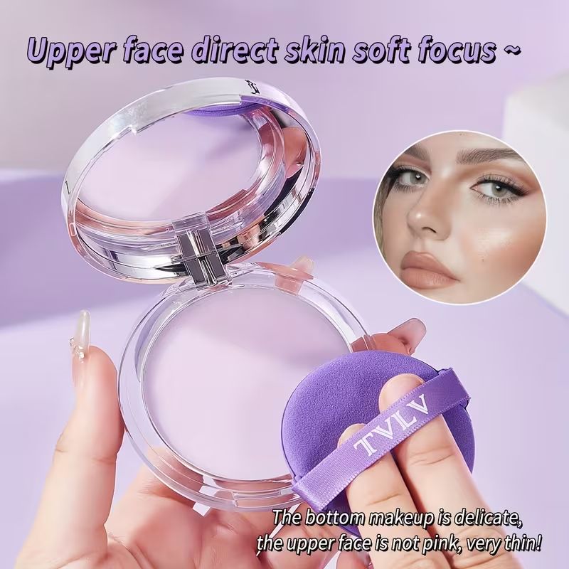 【Clearance Sale】Matte Foundation Powder, Jelly Setting Powder with Mini Puff, Powder-free Oil Control Face Pressed Powder Creates Long-Lasting Silky Blurring Waterproof Makeup