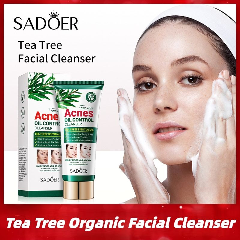 【Clearance Sale】SADOER Tea Tree Facial Cleanser Whitening Deep Cleansing Oil Control Moisturizing Face Wash Hot Selling Mild 100g