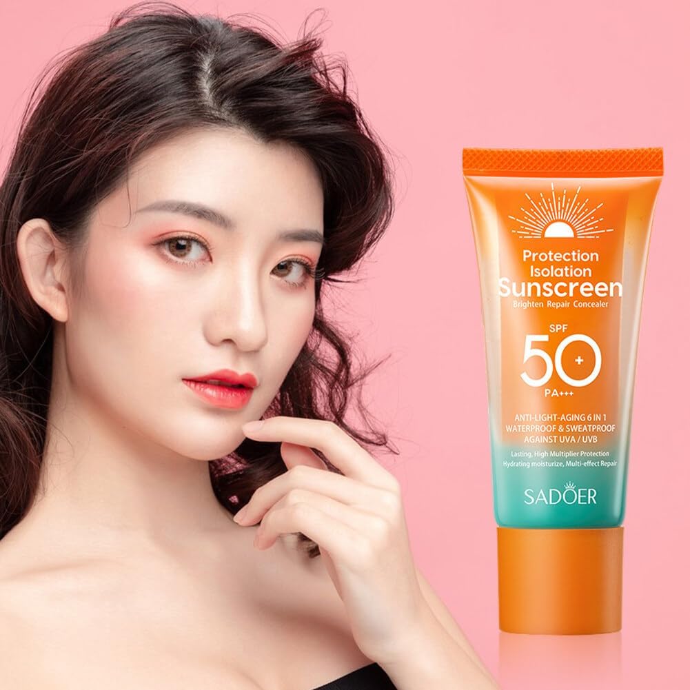 SADOER Sunscreen SPF 50 Face Sun Protective Cream Anti UVA/UVB Face Sun Cream Sun Secure Face and Body Sun Cream Moisturizing Sun Cream Sun Protection Milk 50g