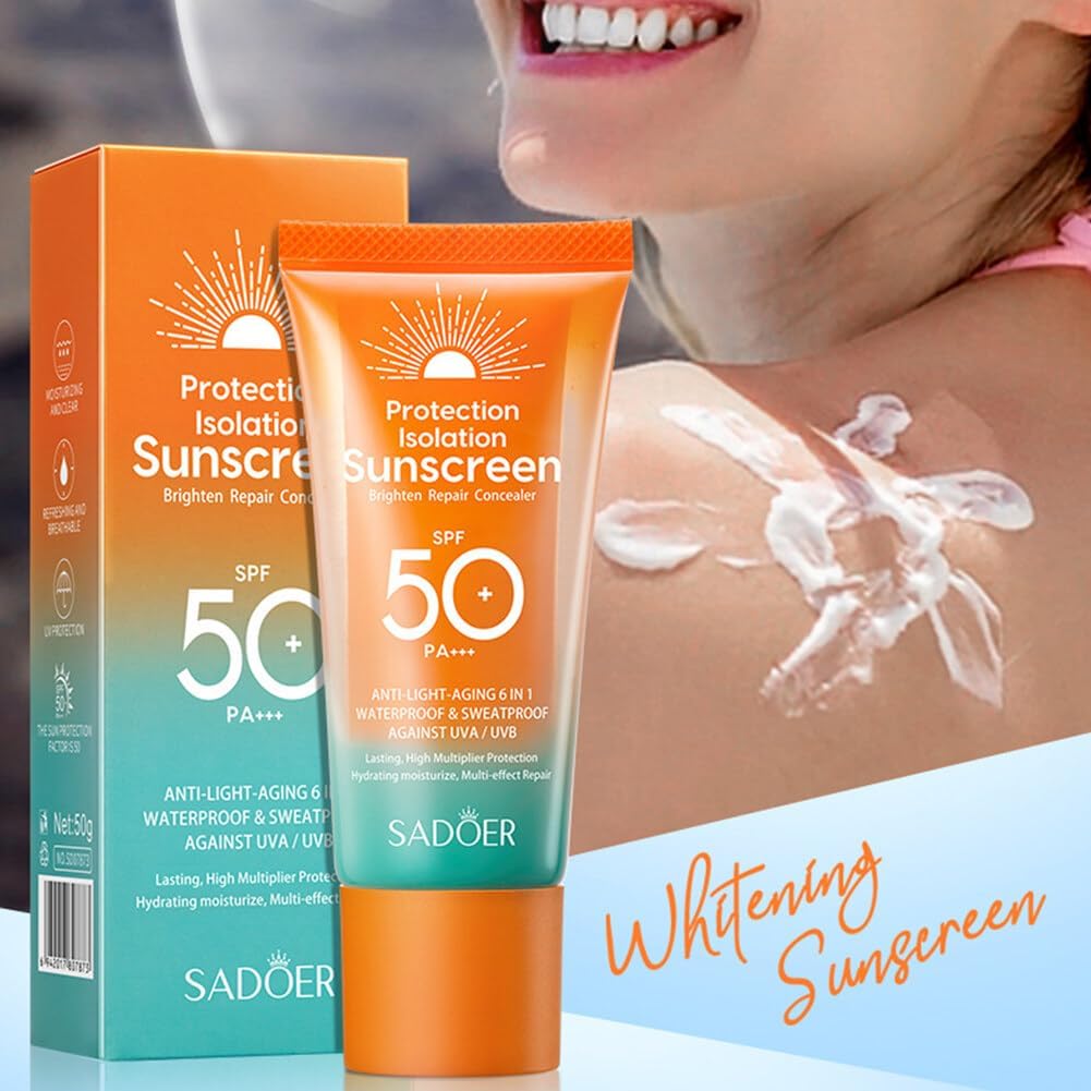 SADOER Sunscreen SPF 50 Face Sun Protective Cream Anti UVA/UVB Face Sun Cream Sun Secure Face and Body Sun Cream Moisturizing Sun Cream Sun Protection Milk 50g