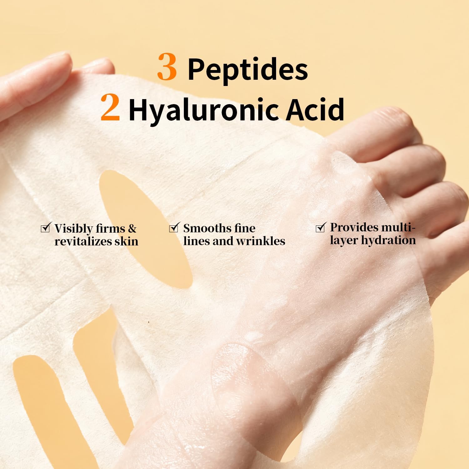 【Clearance Sale】Firming Face Sheet Masks (5 Sheets) With Hyaluronic Acid And Peptides, Anti Wrinkle, Moisturising & Hydrating face mask, Sheet Face Mask Skincare