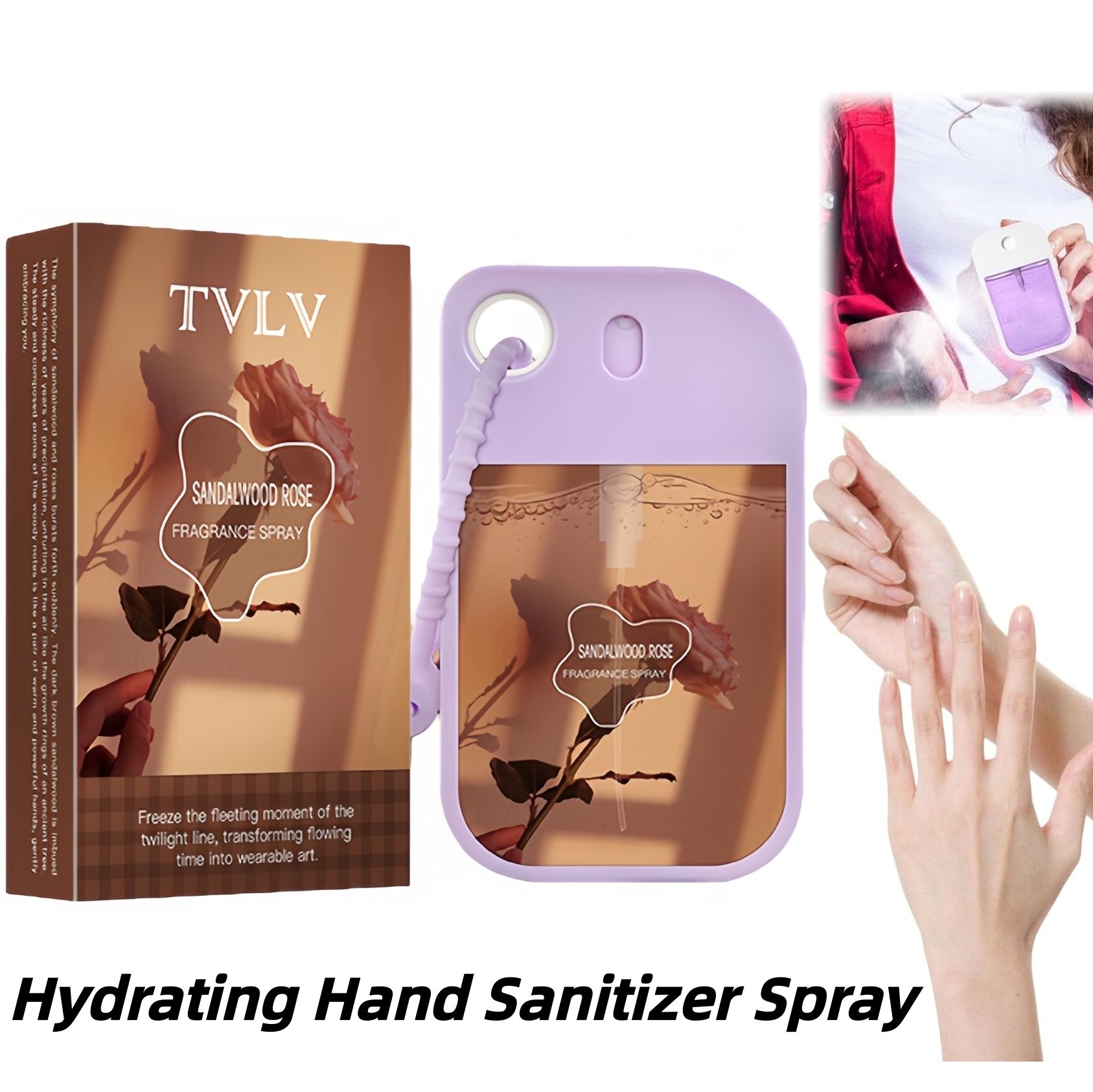 【Clearance Sale】Hydrating Hand Sanitizer Spray with Keychain Travel Size Scented Hand Sanitizer Spray Portable Pocket for Purse Backpack Outdoor Travel Adults Office Staff Teacher Nurse