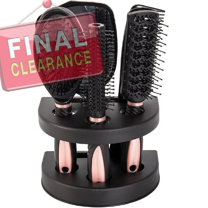 【Clearance Sale】5Pcs Hair Comb Brush Set with Mirror Hairbrush Holder Professional Massage Combs Cosmetics Hair Styling Tools Sets for Women Ladies Adults Kids