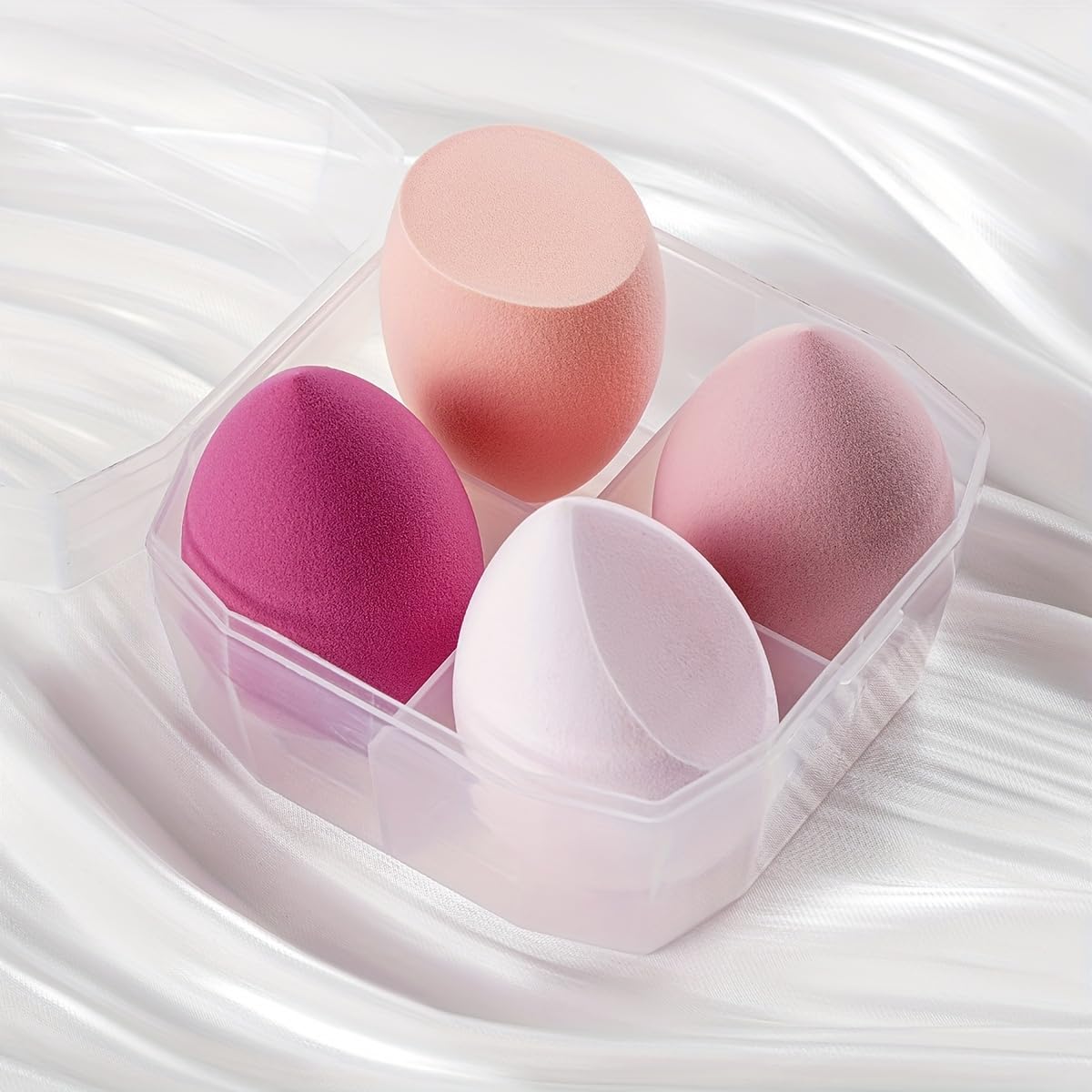 【Clearance Sale】4 Pcs Oval Synthetic Makeup Sponges Blender Set - Pink Beauty Sponge Foundation Blending Blender - Latex-Free, Dry/Wet Use - Cosmetic Makeup Accessories
