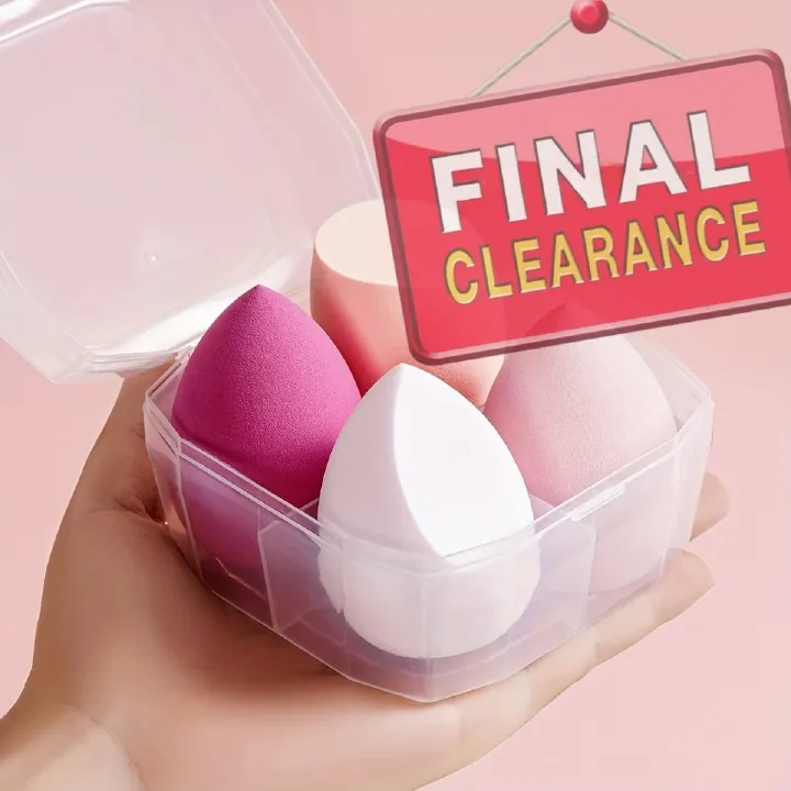 【Clearance Sale】4 Pcs Oval Synthetic Makeup Sponges Blender Set - Pink Beauty Sponge Foundation Blending Blender - Latex-Free, Dry/Wet Use - Cosmetic Makeup Accessories