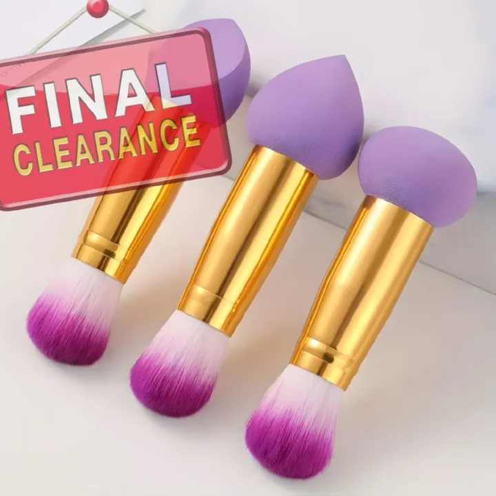 【Clearance Sale】3 Pcs Foundation Sponge Powder Puff, Double Ended Makeup Sponge Brush Two in One Multi Function Foundation Sponge Brush,with Handles, Dry-Wet Separation, with 3 Sponge Shapes