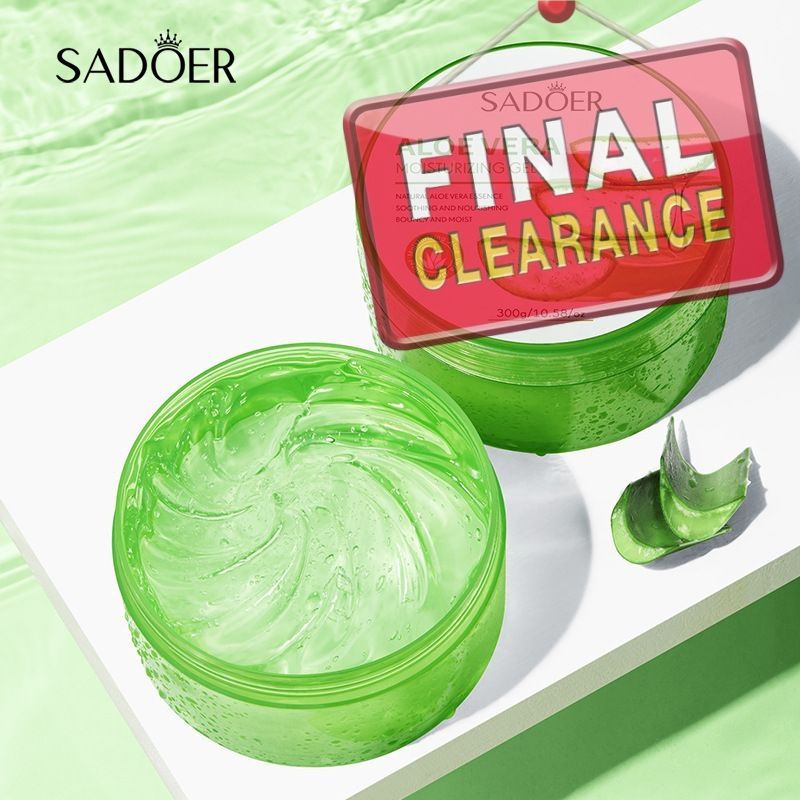 【Clearance Sale】SADOER Gel for Face, Skin, Hair & Sunburn Relief, Made with 100% Pure Aloe Gel for All Skin Types,300g