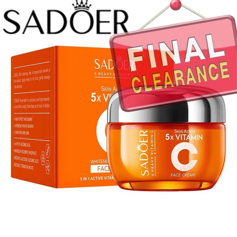 【Clearance Sale】SADOER Vitamin C Face Cream,Niacinamide & Hyaluronic Acid,Hydrating Moisturizer for Glowing Skin, Dark Spot Care, Protection 50g,Gift,Women
