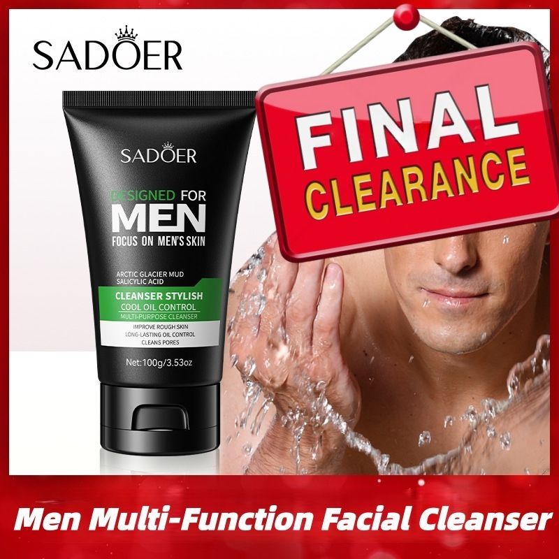 【Clearance Sale】SADOER Cool and Refreshing Men Multi-Function Facial Cleanser Deeply Cleanses the Face, Controls Oil, and Provides Gentle Care 100g