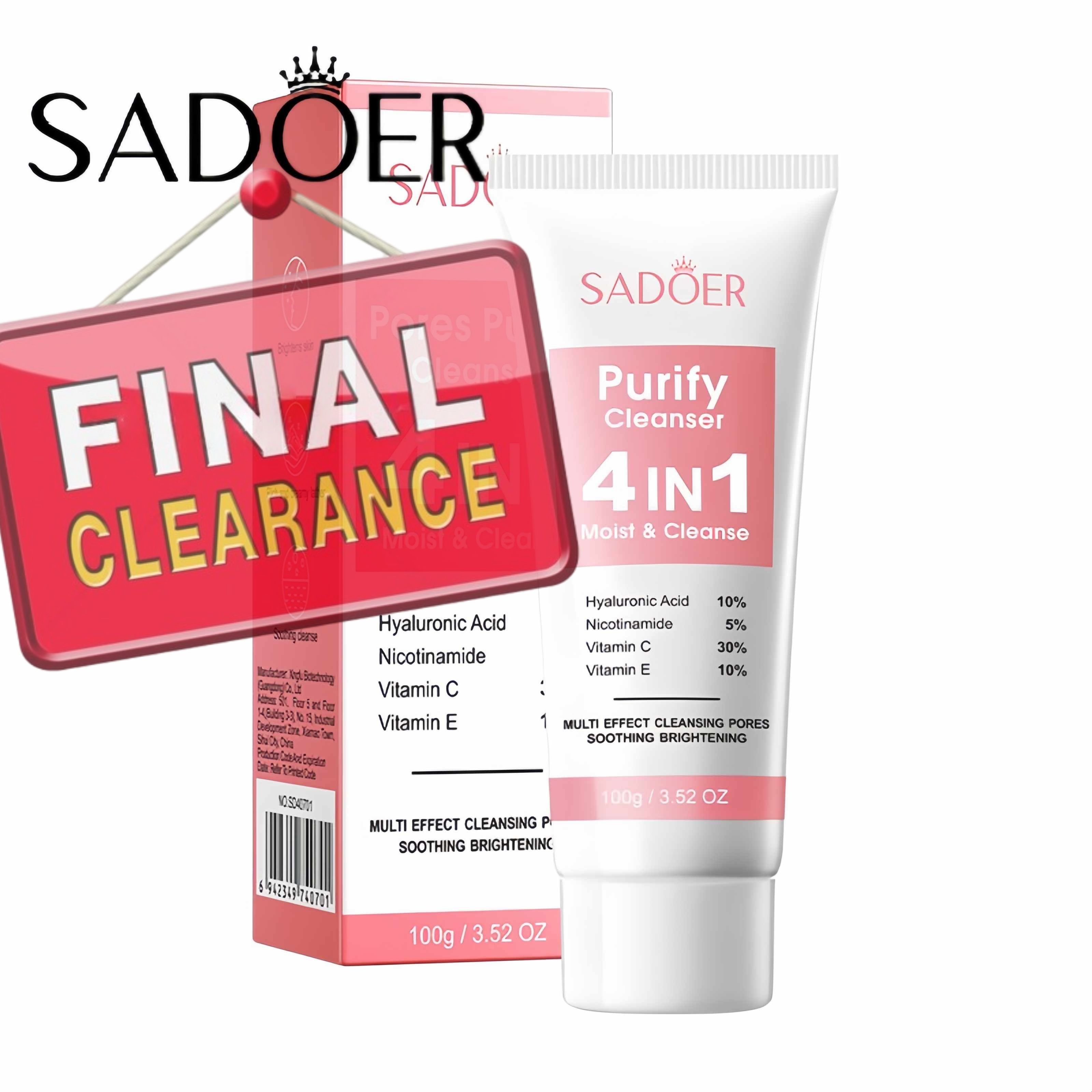 【Clearance Sale】SADOER 4-in-1 Multi-effect Facial Cleanser for Pore Purification and Cleansing,Travel Size with Sensitive Skin and Acne Makeup Removing Amino Acid Cleansing