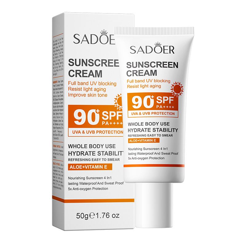 【Clearance Sale】SADOER Face Sunscreen Cream SPF90+ PA+++,Travel Size Sunscreen for Face,Lightweight Sun Cream for All Skin Types,Moisturizing Sunblock Long Lasting Non-greasy Facial Moisturizer