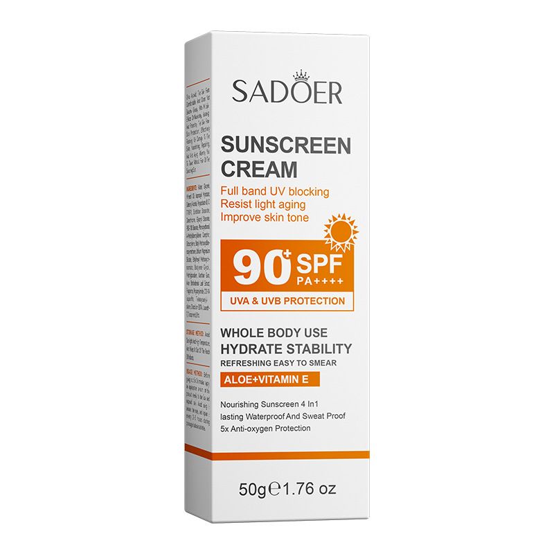 【Clearance Sale】SADOER Face Sunscreen Cream SPF90+ PA+++,Travel Size Sunscreen for Face,Lightweight Sun Cream for All Skin Types,Moisturizing Sunblock Long Lasting Non-greasy Facial Moisturizer