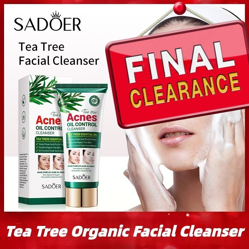 【Clearance Sale】SADOER Tea Tree Facial Cleanser Whitening Deep Cleansing Oil Control Moisturizing Face Wash Hot Selling Mild 100g