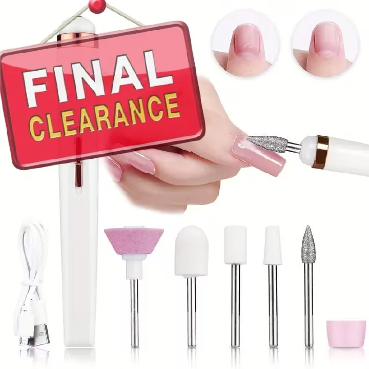 【Clearance Sale】[Portable Wireless Nail Drill] Rechargeable Portable Wireless Electric Nail Drill | Professional Nail Care Tool with Nail Buffing Heads & Sandpaper for Acrylic Gel Nail Polish