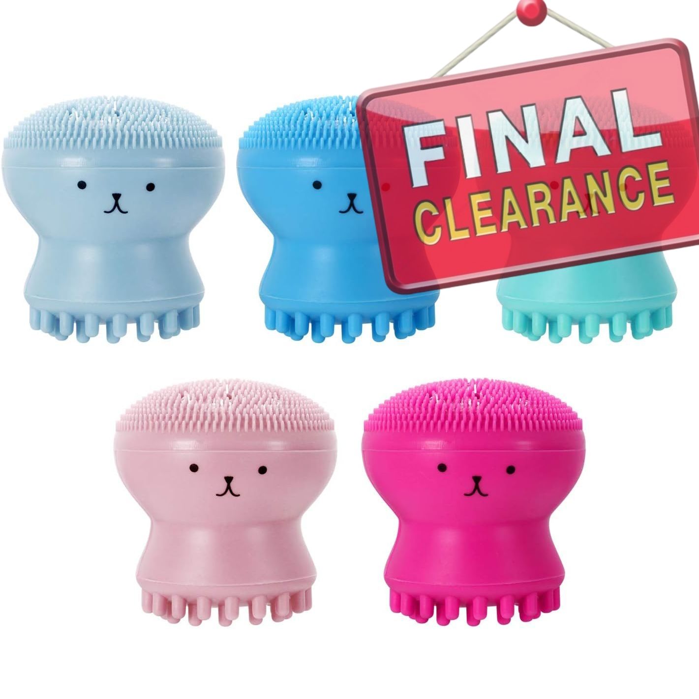 【Clearance Sale】Facial Cleansing Brush Silicone Handheld Face Brush and Massager Cute Small Octopus Face Scrubber for Deep Cleaning Gentle Exfoliating Skin Massage