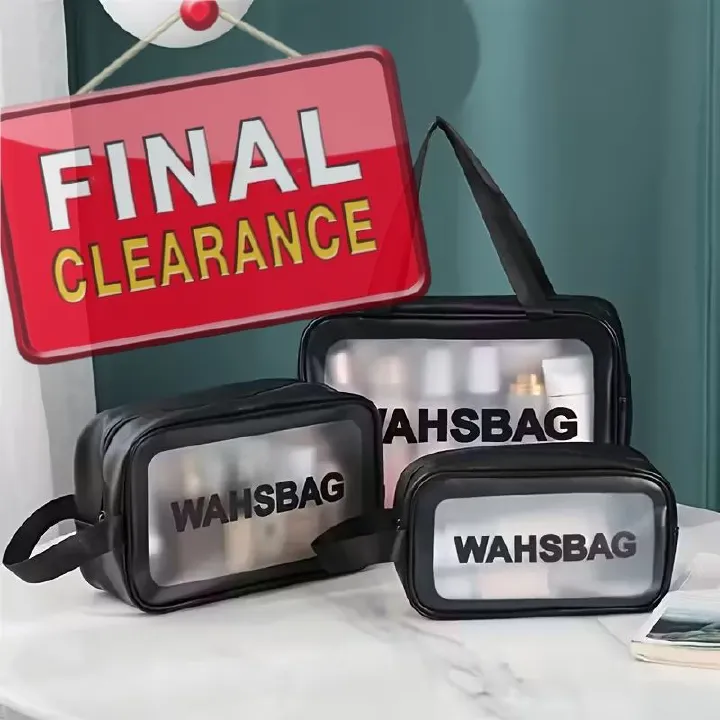 【Clearance Sale】[3pcs Travel Toiletry Bags] 3pcs Portable Translucent Travel Toiletry Bags | Upgrade Pack with Handle, Large Capacity, Frosted Storage for Women, 3 Different Size Make up Bags