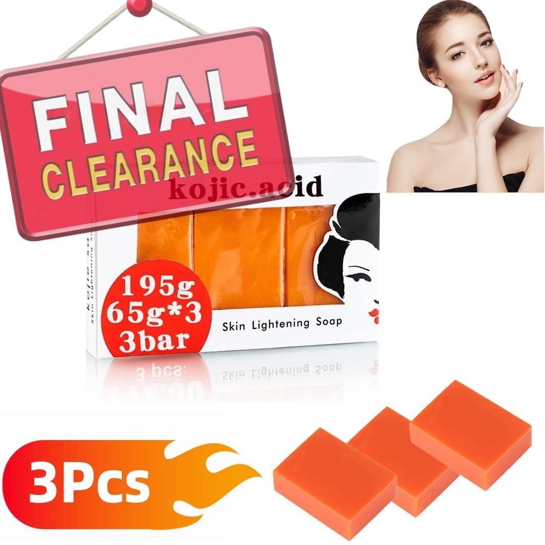 Kojic Acid Skin Brightening Soap 3Pcs * 65g, Facial Soap, Solid Soap Bar For Effectively Removing Acne Spots, And Used For Deeply Cleaning Face And Body Skin