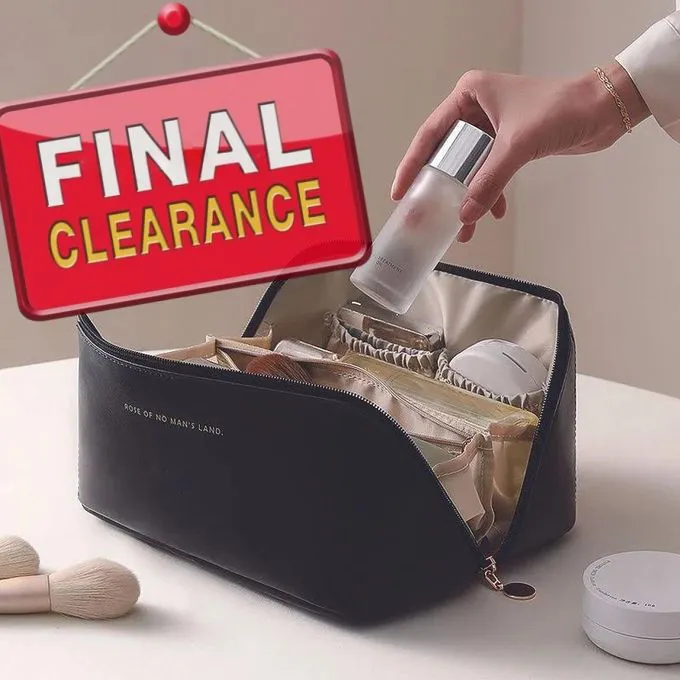 【Clearance Sale】Travel Makeup Bag,Large Capacity Cosmetic Bags For Women,Waterproof Portable Pouch Open Flat Toiletry Bag Make Up Organizer With Divider And Handle