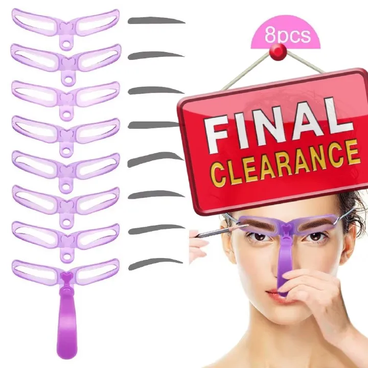 【Clearance Sale】Eyebrow Stencils, Eyebrow Template, Eyebrow Shaping Kit,8 Styles Reusable Eyebrow Stencil with Handle and Strap, Washable