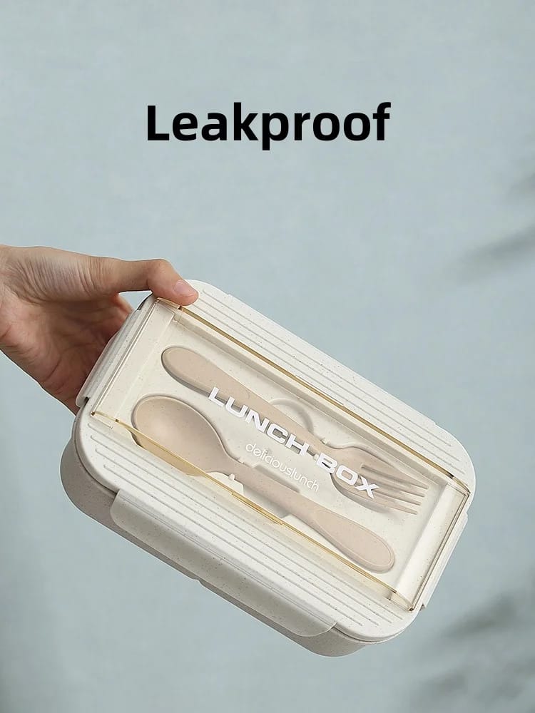 BENTO LUNCH BOX WITH 3 COMPARTMENTS WITH A DOUBLE SIDED SPOON& Folk