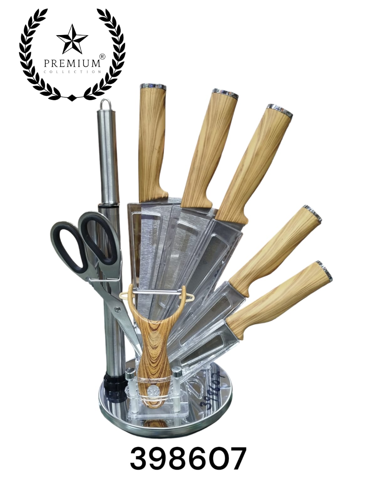 Stainless Steel Kitchen Knife Set with Rotating Stand 9 Piece Professional Chef Knife Set Precision Sharp Knives with Rotating Holder for Kitchen Efficiency