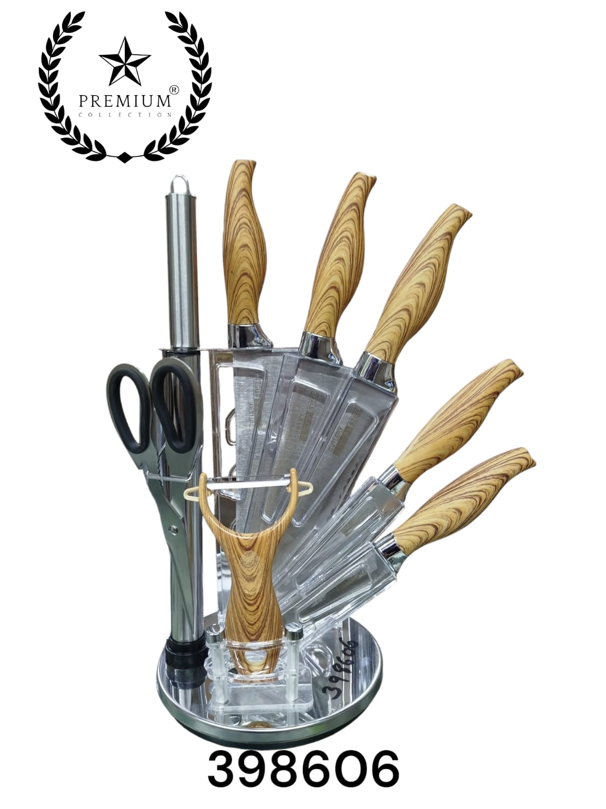 Stainless Steel Kitchen Knife Set with Rotating Stand 9 Piece Professional Chef Knife Set Precision Sharp Knives with Rotating Holder for Kitchen Efficiency