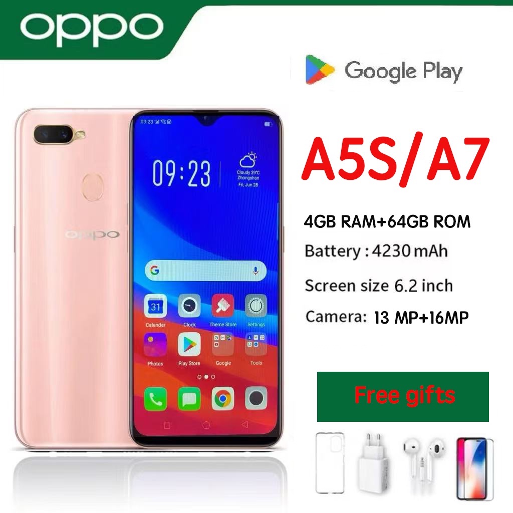 Refurbished OPPO A5s/A7 4GB RAM 64GB ROM
6.27inch " 4230 mAh Dual SIM 13MP+16MP Face Unlock Android Smartphones/ Mobile Phones
