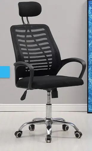 🪑✨ orthopedic Secretarial Mesh Office Chair with Headrest – Swivel, Adjustable Height & Chrome Base 💼🖤