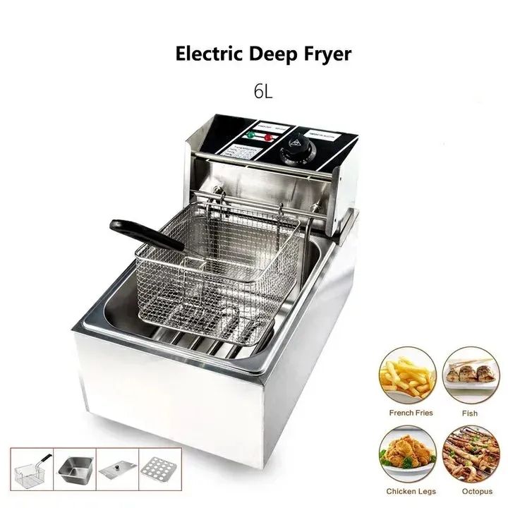 🍟 NUNIX 6L Single-Tank Electric Deep Fryer – Stainless Steel, 2500W, Adjustable Temp, Countertop Design for Fries, Fish, Chicken, and Snacks