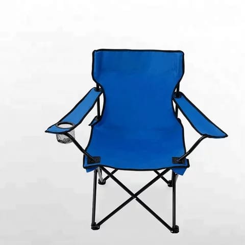 🪑 Foldable Camping Chair with Cup Holder – Lightweight, Portable, Outdoor Seat for Travel, Picnics, Sports & Fishing (Blue)
