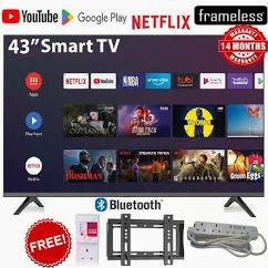 📺 Konka 43” Frameless Smart Android TV – Bluetooth, YouTube, Netflix, Google Play, Full HD + FREE Wall Mount, Extension Cable & TV Guard 🎁🔥